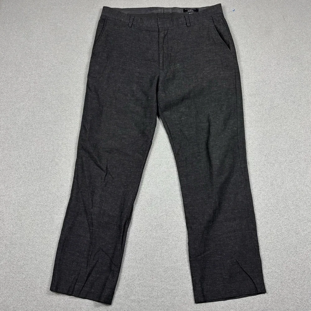 Banana Republic Tailored Fit Linen Blend Dress Pants Mens 35x32 Gray‎
